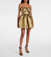 Self-Portrait Bow-detail Lamé jacquard minidress