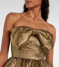 Self-Portrait Bow-detail Lamé jacquard minidress