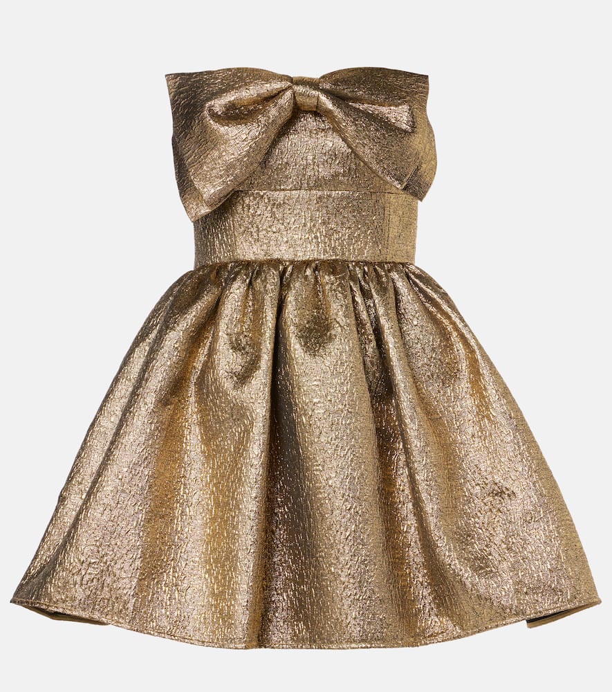 Self-Portrait Bow-detail Lamé jacquard minidress
