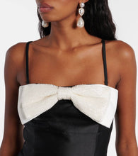 Self-Portrait Bow-detail taffeta midi dress