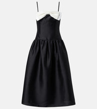 Self-Portrait Bow-detail taffeta midi dress