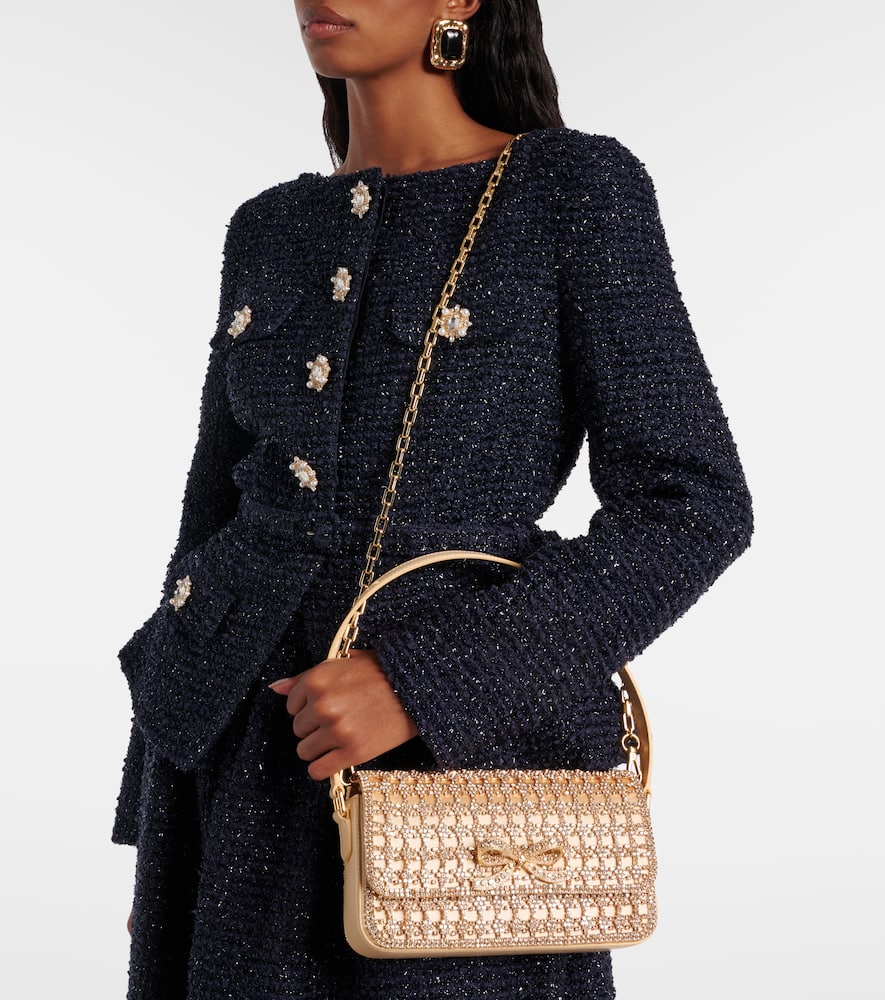 Self-Portrait Bow embellished chainmail shoulder bag