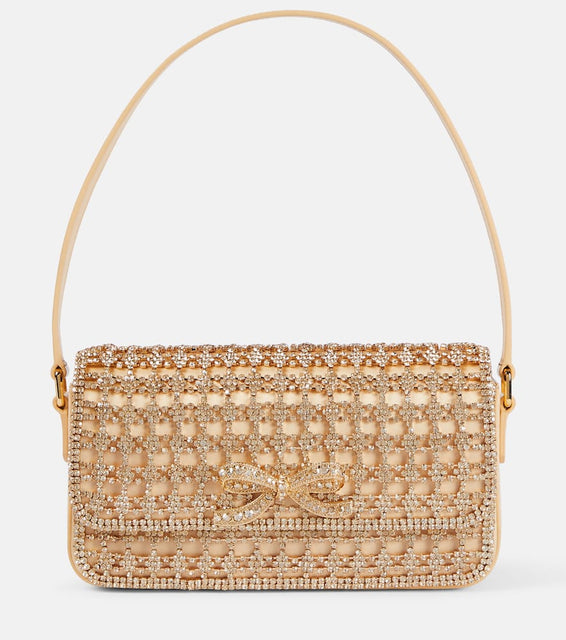 Self-Portrait Bow embellished chainmail shoulder bag. Shop Self-Portrait Top-Handle Bags for women now.