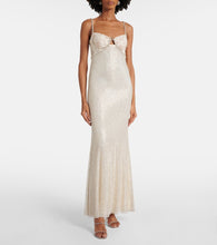 Self-Portrait Bridal embellished mesh-trimmed gown