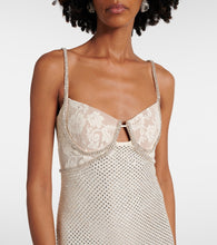 Self-Portrait Bridal embellished mesh-trimmed gown