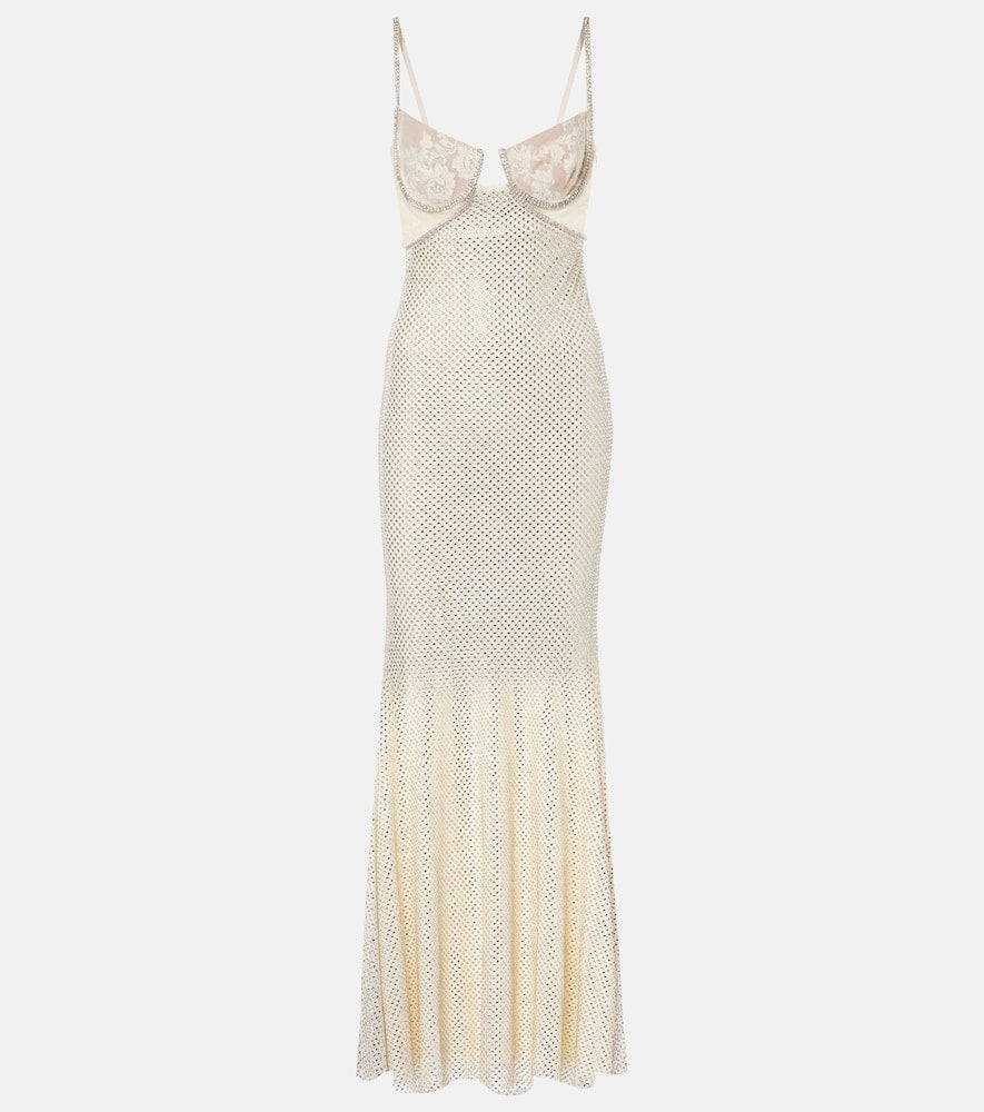 Self-Portrait Bridal embellished mesh-trimmed gown. Self-Portrait Bridal 缀饰网纱镶边礼服