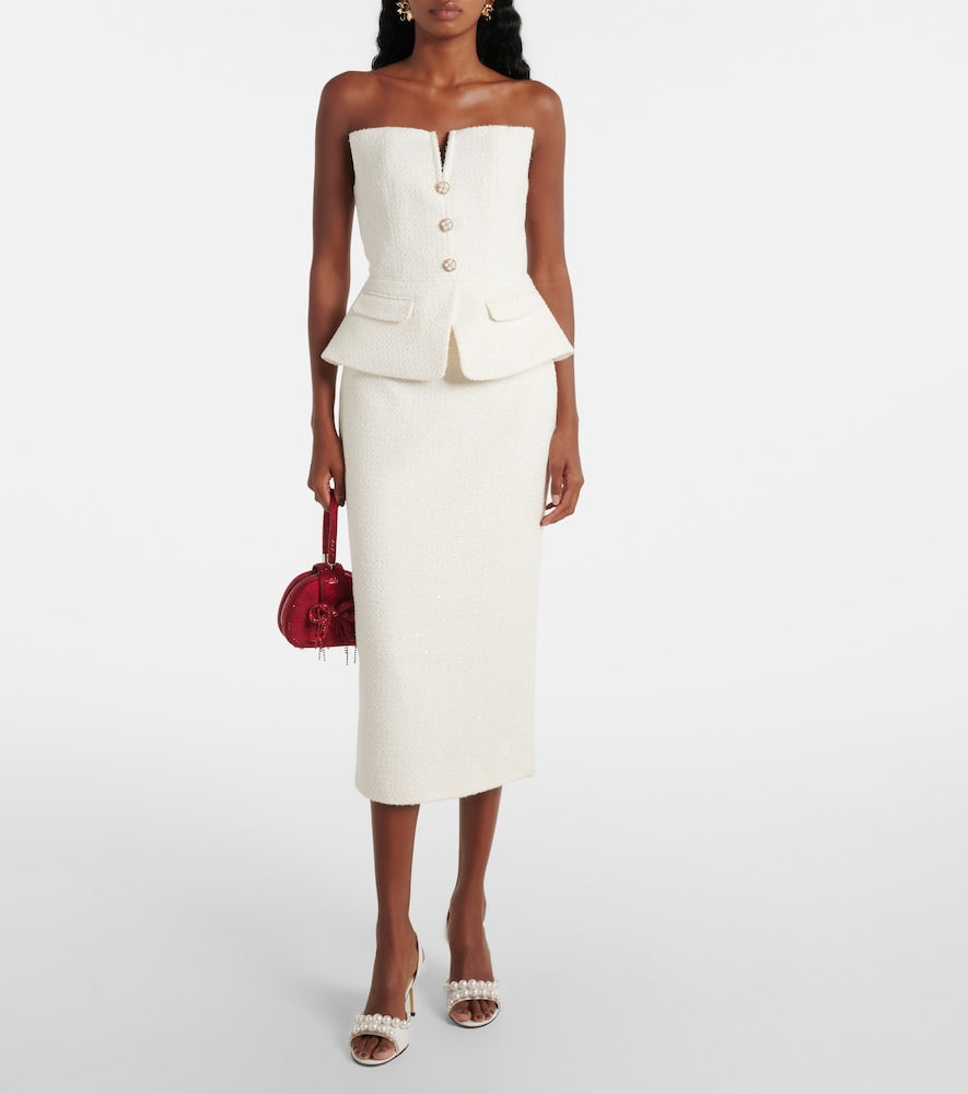 Self-Portrait Bridal sequinned boucl√É¬© midi dress
