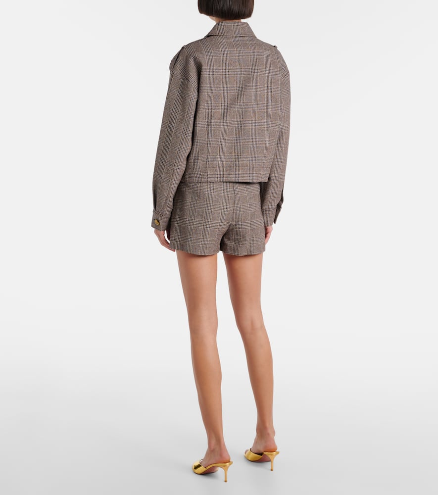 Self-Portrait Checked cotton and linen jacket