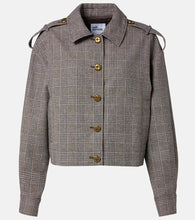 Self-Portrait Checked cotton and linen jacket