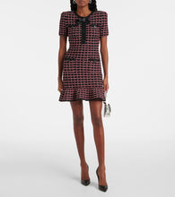 Self-Portrait Checked knitted minidress