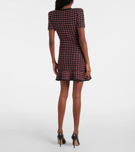 Self-Portrait Checked knitted minidress