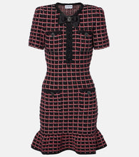 Self-Portrait Checked knitted minidress