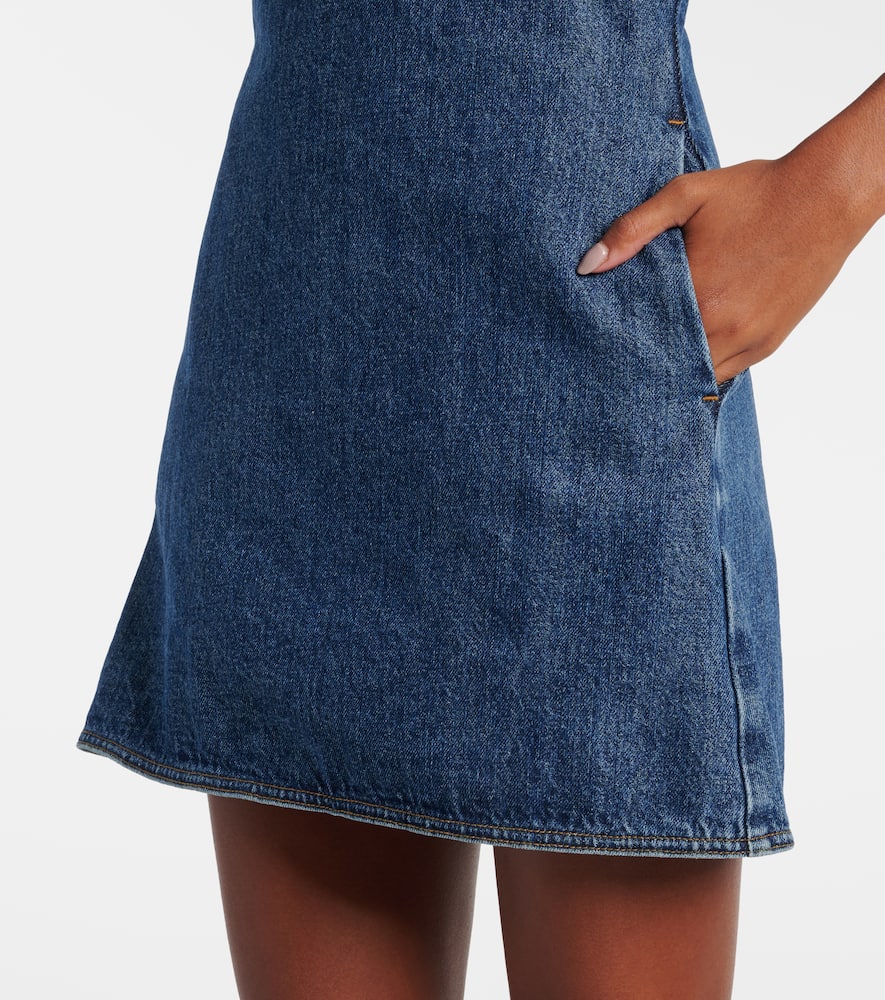 Self-Portrait Crystal-embellished denim minidress