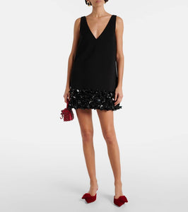 Self-Portrait Embellished cr√É¬™pe minidress