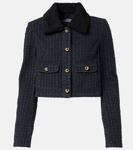 Self-Portrait Embellished cropped denim jacket