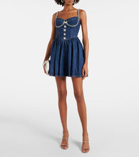 Self-Portrait Embellished denim minidress