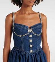 Self-Portrait Embellished denim minidress