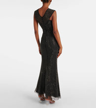 Self-Portrait Embellished fishnet maxi dress