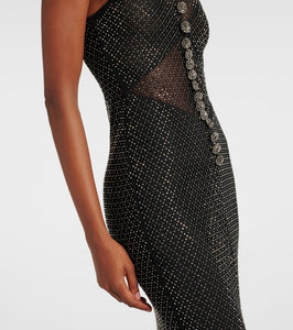 Self-Portrait Embellished fishnet maxi dress