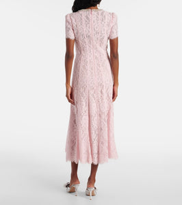 Self-Portrait Embellished floral lace midi dress