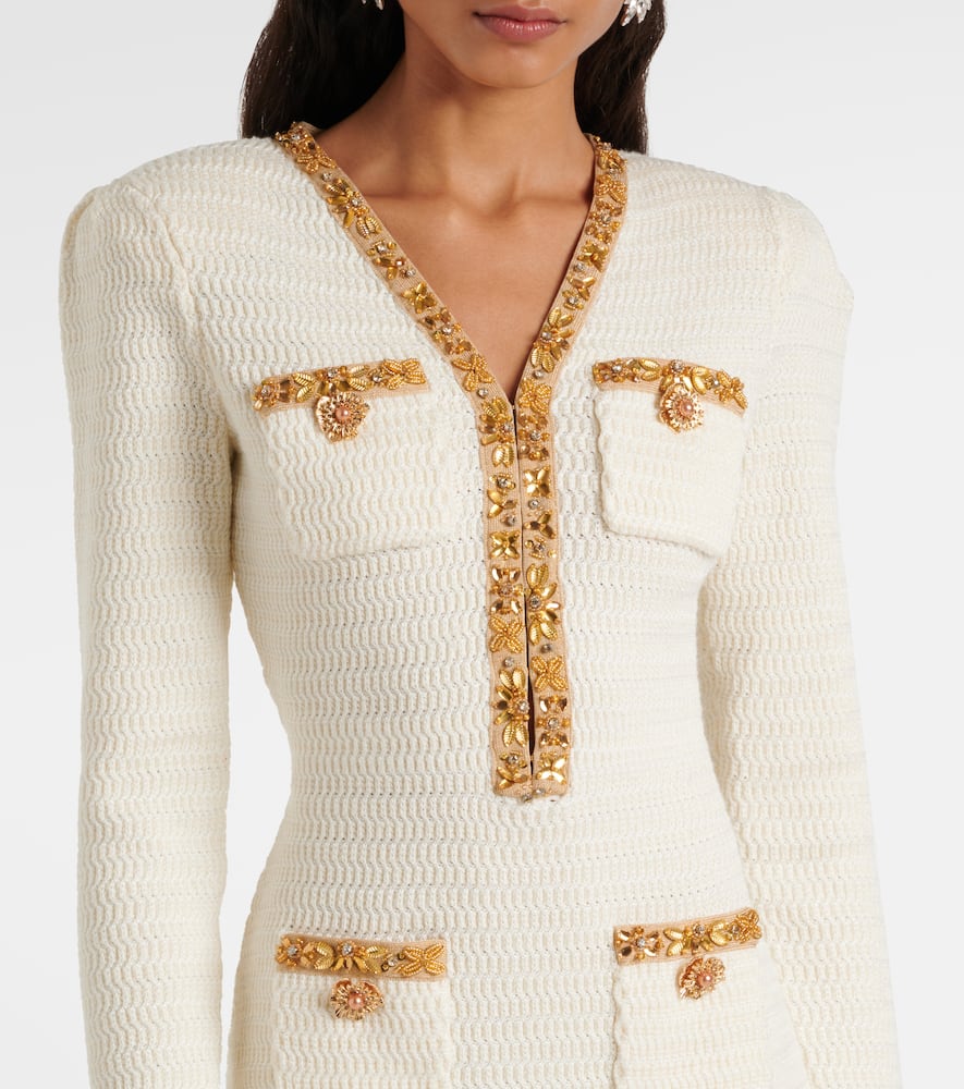 Self-Portrait Embellished knitted minidress