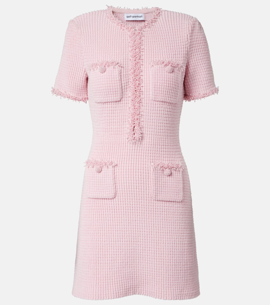 Self-Portrait Embellished knitted minidress