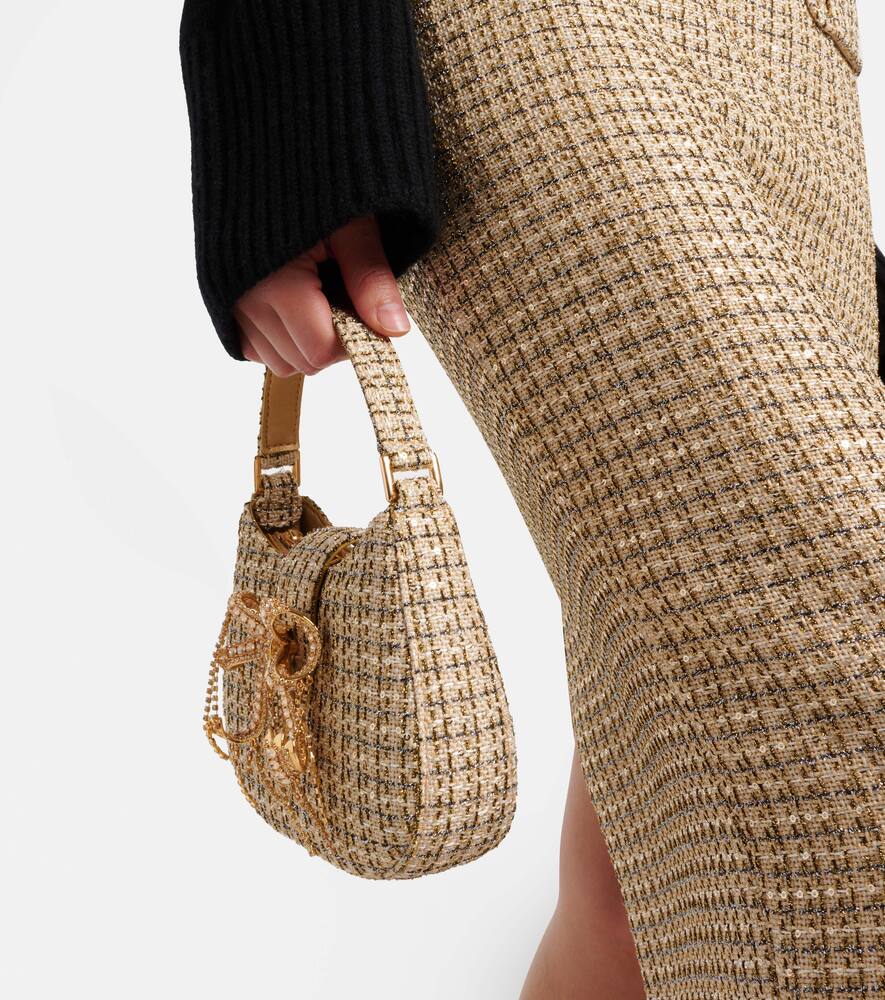 Self-Portrait Embellished metallic Bouclé tote bag