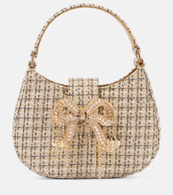 Self-Portrait Embellished metallic boucl√É¬© tote bag