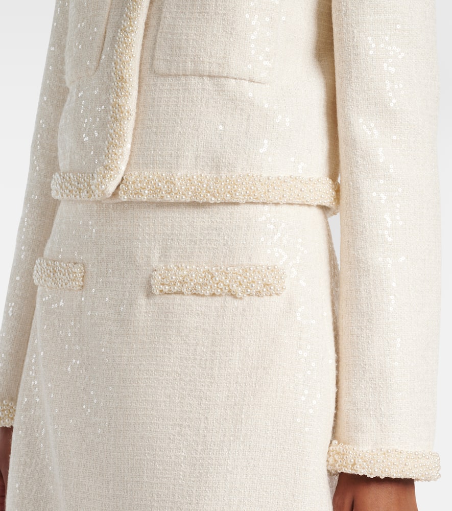 Self-Portrait Embellished sequined boucl√É¬© jacket