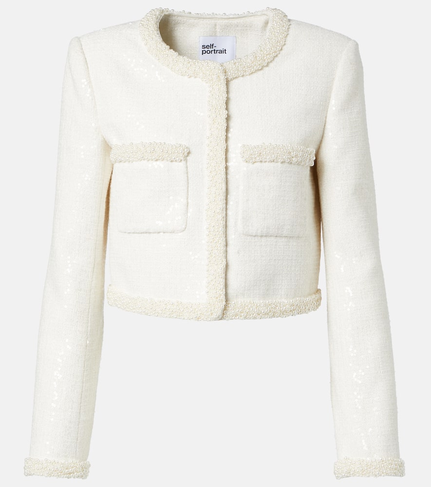 Self-Portrait Embellished sequined boucl√É¬© jacket