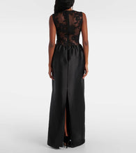 Self-Portrait Floral lace-trimmed taffeta maxi dress