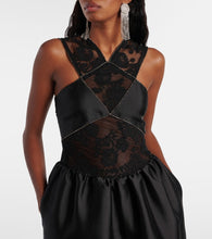 Self-Portrait Floral lace-trimmed taffeta maxi dress