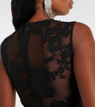 Self-Portrait Floral lace-trimmed taffeta maxi dress