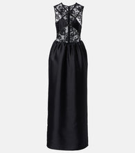 Self-Portrait Floral lace-trimmed taffeta maxi dress