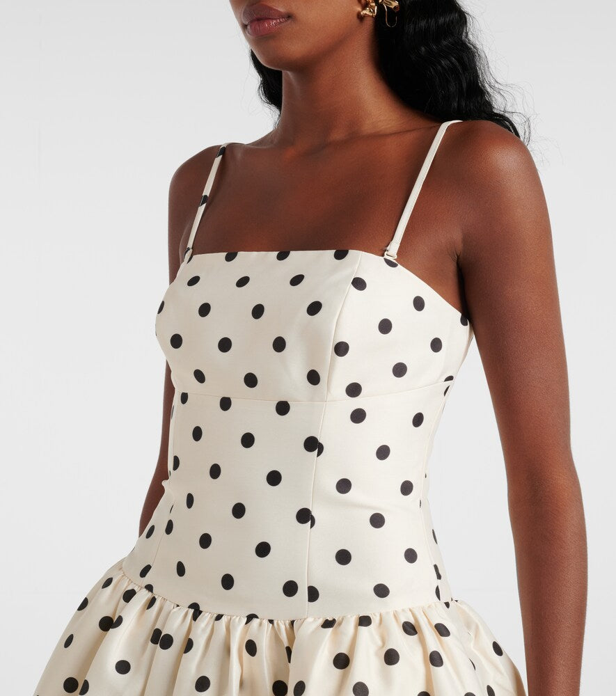 Self-Portrait Polka-dot taffetta corset dress