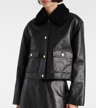 Self-Portrait Shearling-trimmed leather jacket