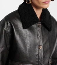 Self-Portrait Shearling-trimmed leather jacket