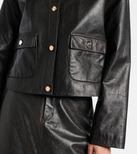 Self-Portrait Shearling-trimmed leather jacket
