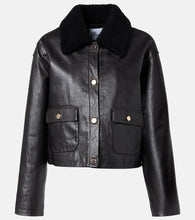 Self-Portrait Shearling-trimmed leather jacket