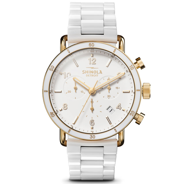 Shinola The Canfield Sport White Ceramic Bracelet Watch | 40mm | S0120183152