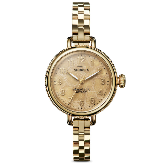 Shinola The Petoskey Birdy PVD Gold Stainless Steel Watch | 34mm | S0120183156