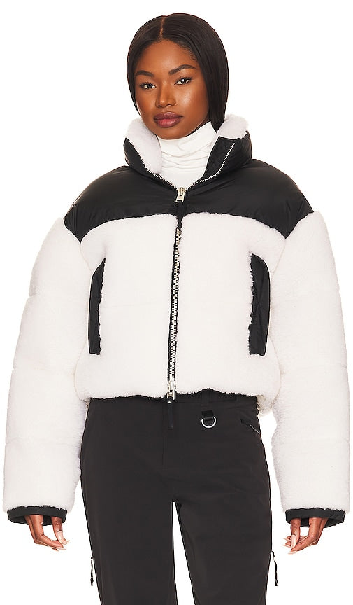 Shoreditch Ski Club Maya Shearling Jacket in Black,White