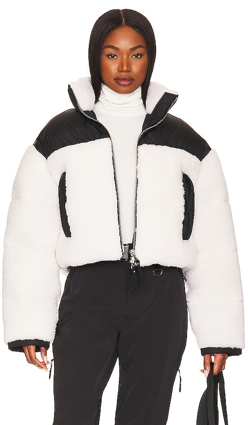 Shoreditch Ski Club Maya Shearling Jacket in Black,White - Shoreditch Ski Club Maya Veste en peau de mouton en noir, blanc - Shoreditch Ski Club Maya 剪羊毛夹克黑色、白色 - Shoreditch Ski Club Maya Lammfelljacke in Schwarz, Weiß - Shoreditch Ski Club 마야 시어링 재킷 - Giacca in shearling Shoreditch Ski Club Maya in nero, bianco