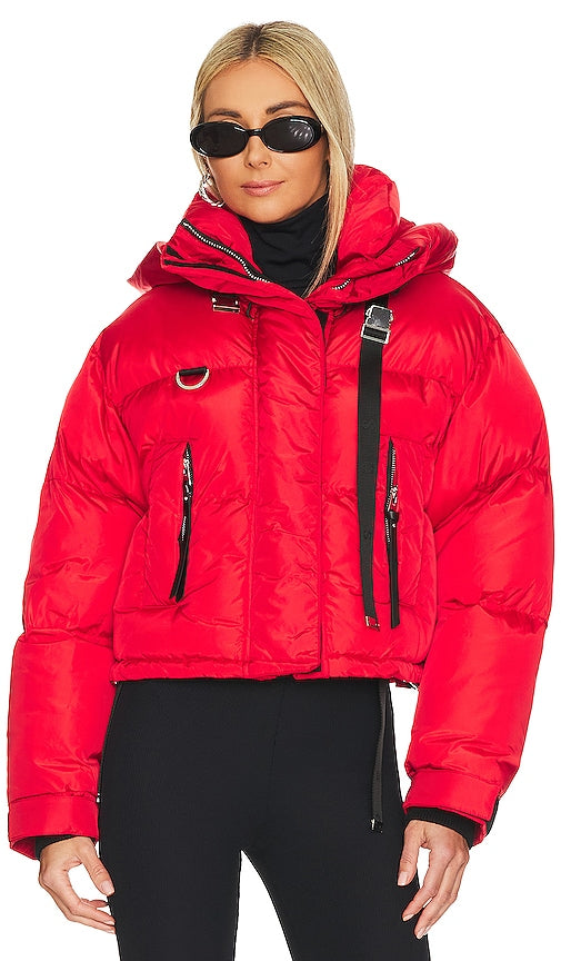 Shoreditch Ski Club Willow Short Puffer in Red