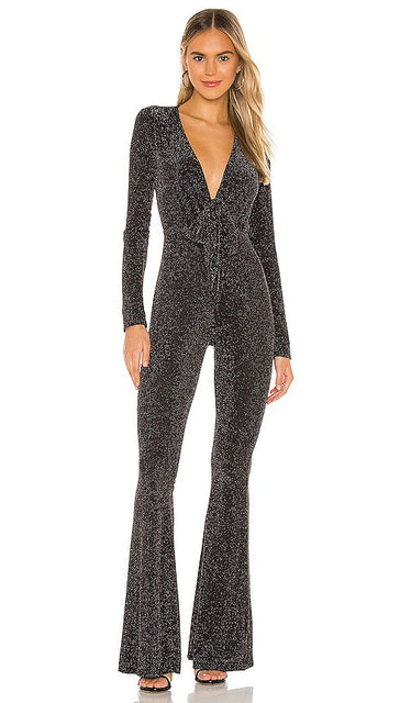 Show Me Your Mumu Martina Jumpsuit in Black,Metallic Silver - Montre-moi ta combinaison Mumu Martina en noir, argent métallique - 给我看看你的 Mumu Martina 黑色、金属银连身裤 - Zeig mir deinen Mumu Martina Jumpsuit in Schwarz, Metallic-Silber - 무무 마르티나 블랙,메탈릭 실버 점프수트 보여주세요 - Mostrami la tua tuta Mumu Martina in nero, argento metallizzato