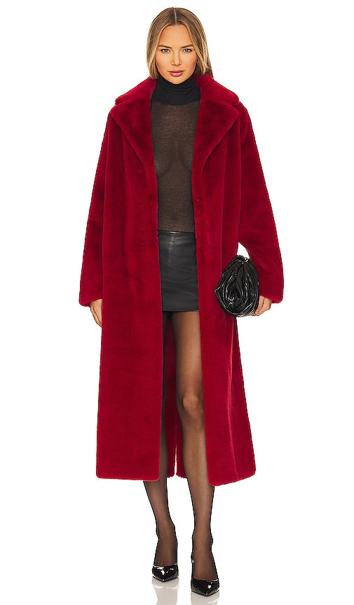 Show Me Your Mumu Miss Tiffy Fur Jacket in Red