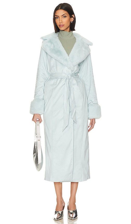 Show Me Your Mumu Penny Lane Long Coat in Baby Blue