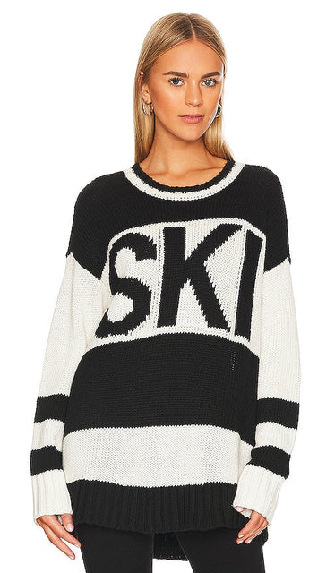 Show Me Your Mumu Ski In Sweater in Black,White - Montrez-moi votre pull Mumu Ski In en noir, blanc - 给我看看你穿着黑色、白色毛衣的 Mumu Ski - Zeig mir deinen Mumu Ski-in-Pullover in Schwarz, Weiß - Show Me Your Mumu 스키 인 스웨터 블랙, 화이트 색상 - Mostrami il tuo maglione da sci Mumu in nero, bianco