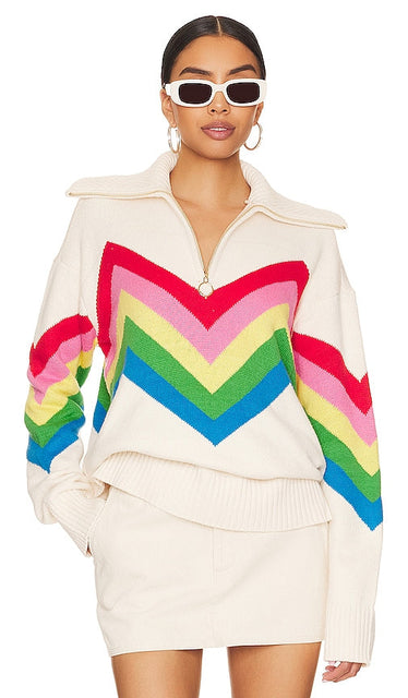 Show Me Your Mumu Weston Half Zip Pullover in Ivory - Montre-moi ton pull à demi-zip Mumu Weston en ivoire - 给我看看你的 Mumu Weston 象牙色半拉链套头衫 - Zeigen Sie mir Ihren Mumu Weston Pullover mit halbem Reißverschluss in Elfenbein - Show Me Your Mumu Weston 아이보리 하프 지퍼 풀오버 - Mostrami il tuo pullover con mezza zip Mumu Weston in avorio