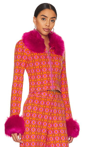 Show Me Your Mumu Zermatt Faux Fur Zip Up in Pink